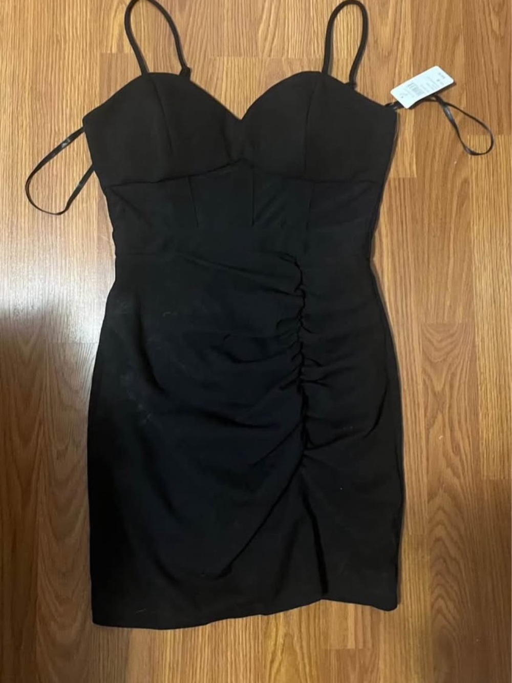 Windsor Black Sweetheart Ruched Mini Dress